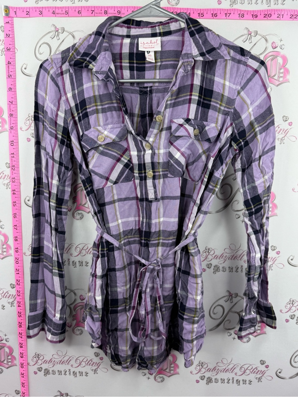 Isabel Maternity by Ingrid & Isabel Lavender Plaid Button-Down Shirt